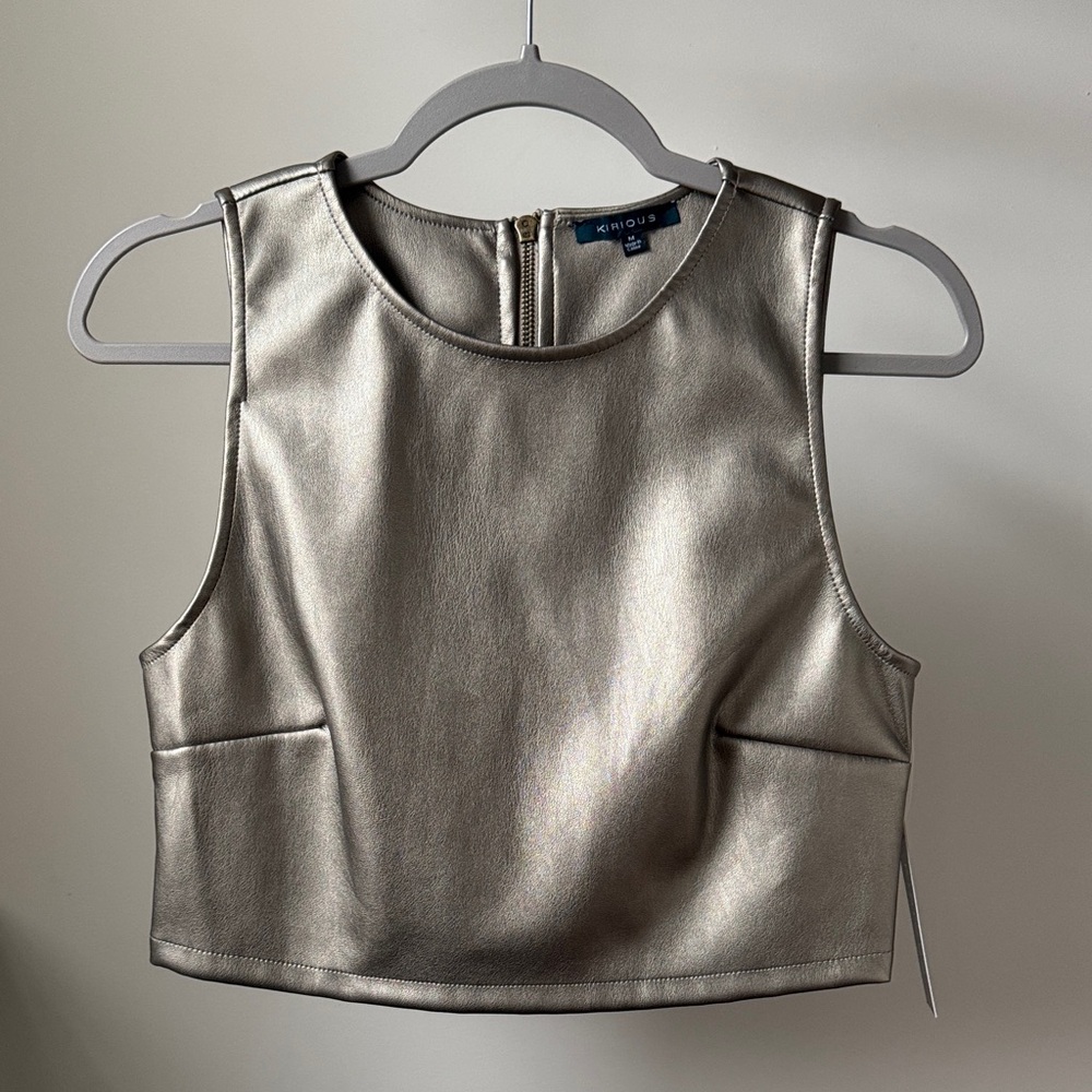 Metallic Silver Crop Top